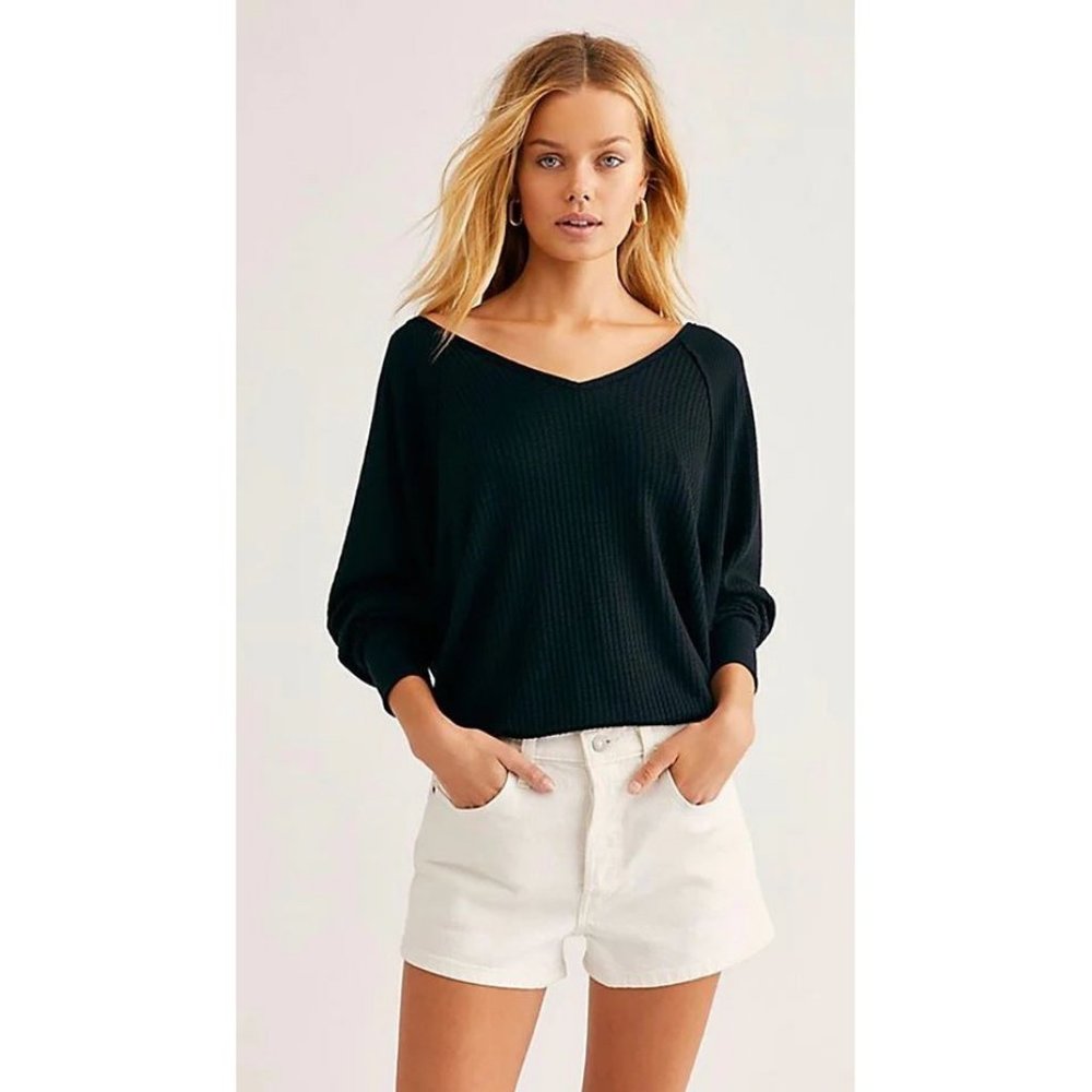Free People NWT Santa Clara Thermal Size Medium in Black